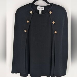 Joseph‎ Ribkoff Black Jacquard Knit Poncho Cover Up Size 8 New Black